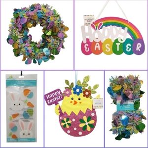 Easter Wreath, Garland, Hanging Signs, Window Clings Bundle
